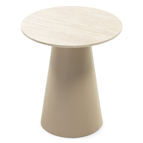 Măsuță de cafea Sakala I, 45 cm, rotundă, bej, imitație de travertin