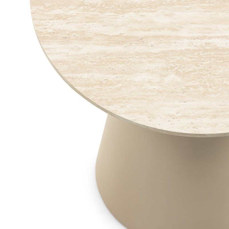 Măsuță de cafea Sakala II, 60 cm, rotundă, bej, efect de travertin