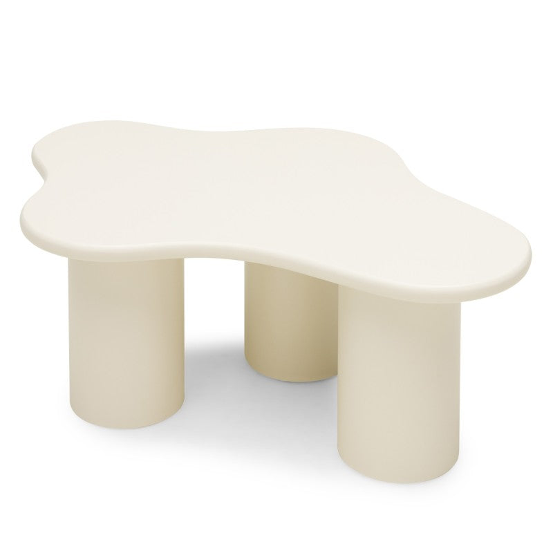 Măsuță de cafea Vanity, 100 cm, forme rotunjite, alb lăptos