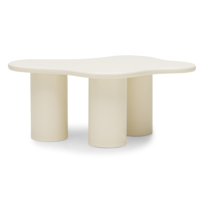 Măsuță de cafea Vanity, 100 cm, forme rotunjite, alb lăptos