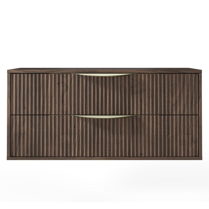 Dulap pentru lavoar pe blat Avila 2.0, 100 cm, canelat, mânere aurii, nuc Villa