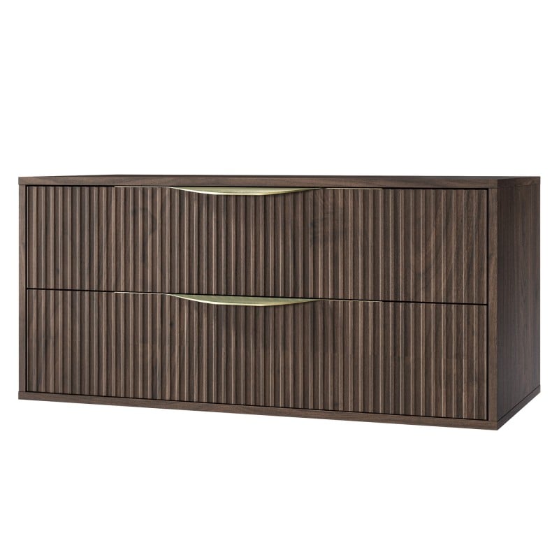 Dulap pentru lavoar pe blat Avila 2.0, 100 cm, canelat, mânere aurii, nuc Villa