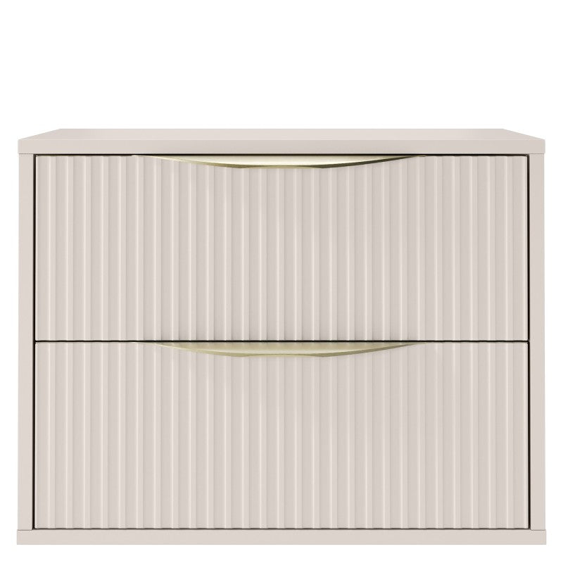 Dulap pentru lavoar pe blat Avila 2.0, 60 cm, canelat, mânere aurii, cașmir