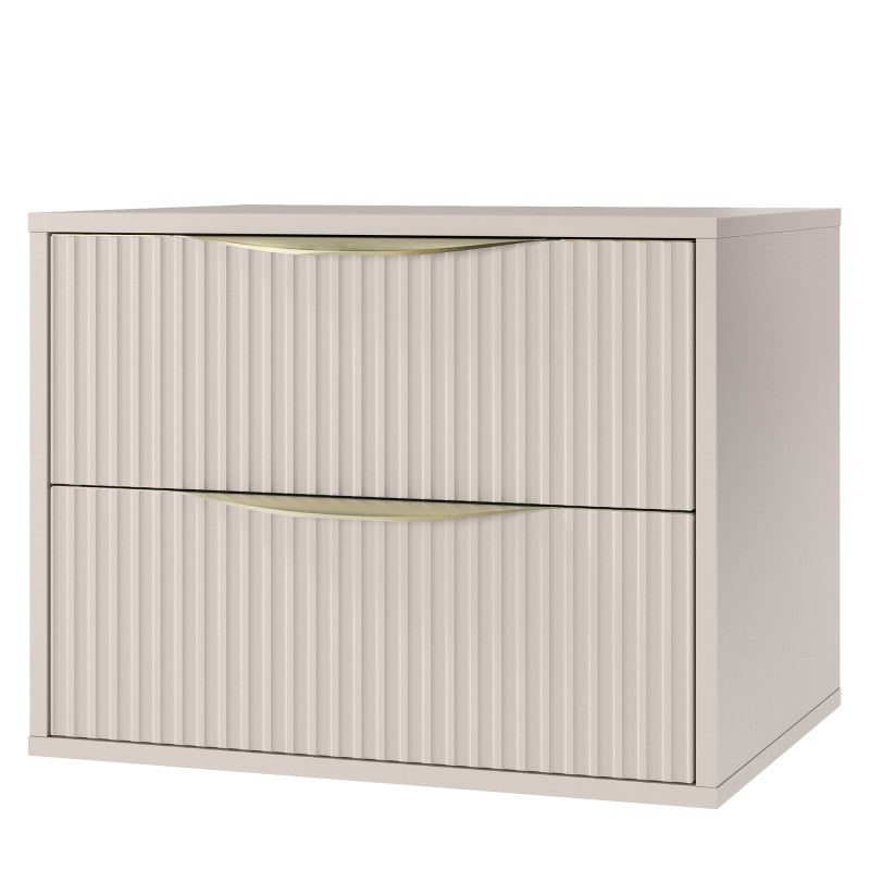 Dulap pentru lavoar pe blat Avila 2.0, 60 cm, canelat, mânere aurii, cașmir