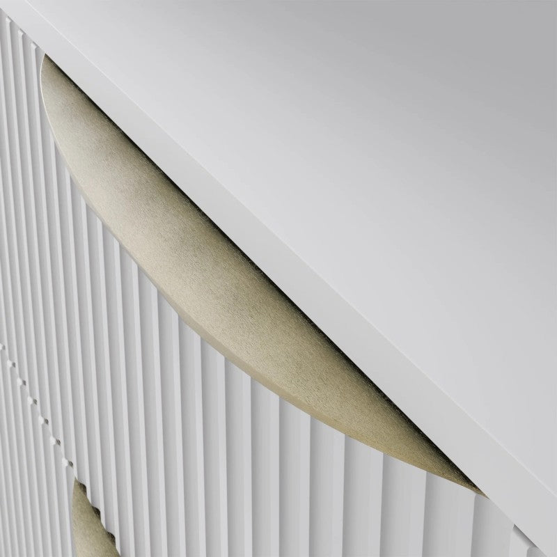 Dulap pentru lavoar pe blat Avila 2.0, 80 cm, canelat, mânere aurii, alb