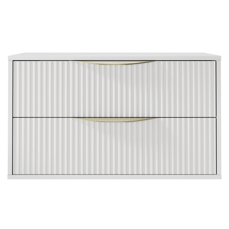 Dulap pentru lavoar pe blat Avila 2.0, 80 cm, canelat, mânere aurii, alb