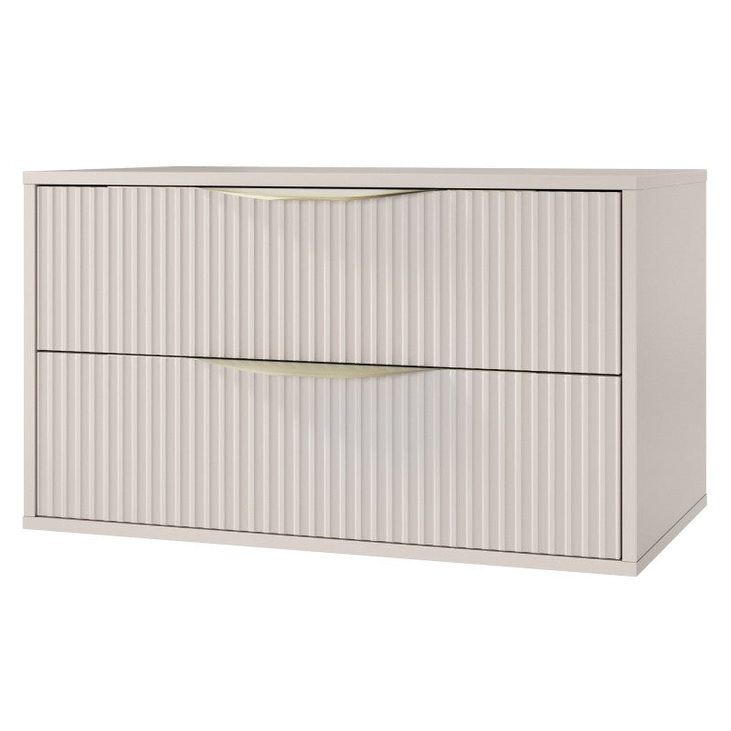 Dulap pentru lavoar pe blat Avila 2.0, 80 cm, canelat, mânere aurii, cașmir