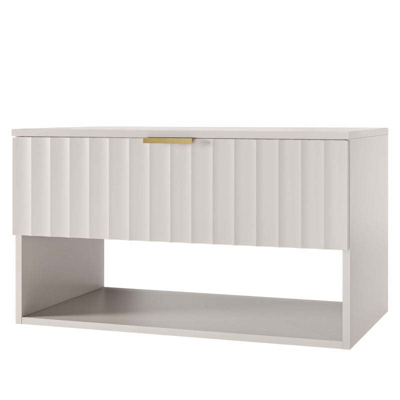 Dulap pentru lavoar pe blat Hana, 80 cm, cașmir, canelat, mâner auriu