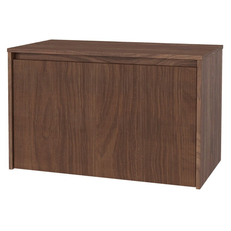 Dulap pentru lavoar pe blat Pezzo, 80 cm, nuc, canelat