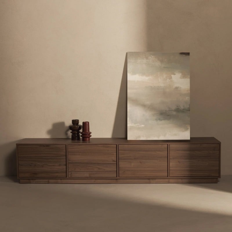 Comodă TV Japandi, 220 cm, nuc regal