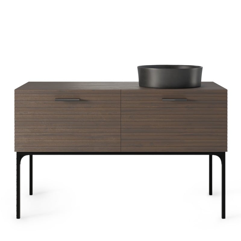 Set dulap cu lavoar La Purete, 120 cm, canelat, nuc/negru