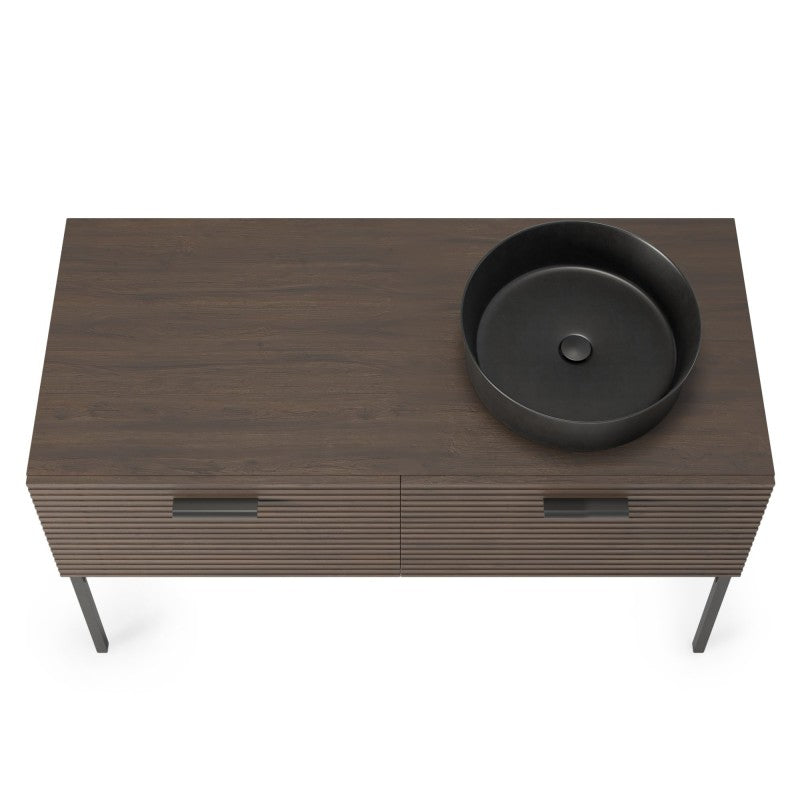 Set dulap cu lavoar La Purete, 120 cm, canelat, nuc/negru