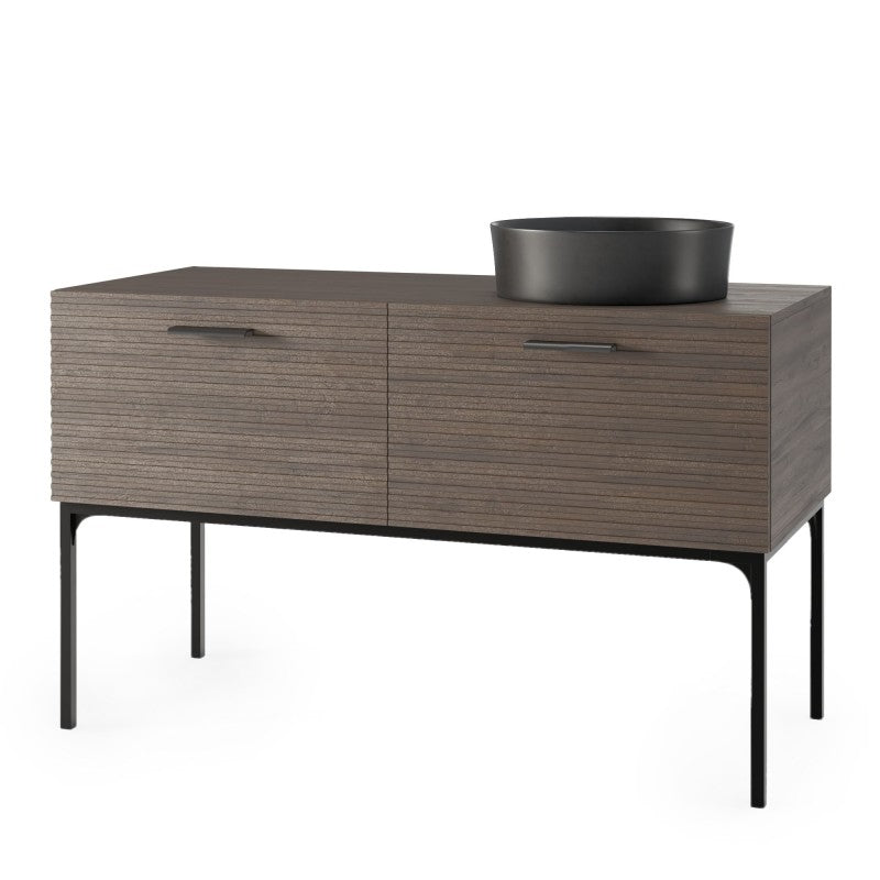 Set dulap cu lavoar La Purete, 120 cm, canelat, nuc/negru